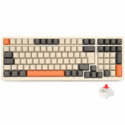Rii Mechanische Tastatur Kabellos, Gaming Tastatur Bluetooth, Tri-Modi Gaming Tastatur 75 Prozent mit QWERTZ, 20 Arten von Regenbogen-LED-Hintergrundbeleuchtungen (BT5.0 + 2.4GHz + Kabel) BT5.0+2.4GHz+Kabel (Roter Schalter)