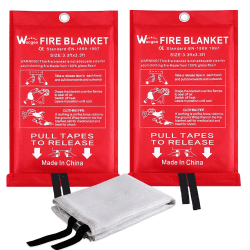 Löschdecke für küche - 2 Packung Feuerlöschdecke DIN EN 1869:2019 Sicherheit Glasfaser Brandschutzdecke für Fettbrände Auto Schule Kamin Grill Büro Garage Schweißen Lager 1,0m x 1,0m