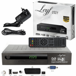 Leyf Satellite Receiver Digital Satellite Receiver (HDTV, DVB-S/DVB-S2, HDMI, SCART, 2X USB, Full HD 1080p) [Pre-Programmed for Astra, Hotbird and Türksat] + HDMI Cable Single