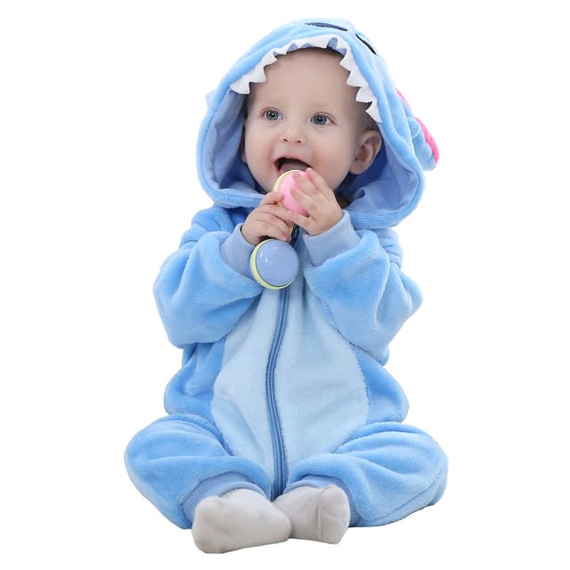 TMEOG Unisex Baby Romper Cute Warm Hase Stich Tier Lange Ärmel Reißverschluss Verdickte Fleece Herbst-Winter Kinderkleidung 30-36 Monate Stich