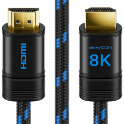deleyCON 1,5m 8K HDMI 2.1 Kabel (48G, ULTRA Highspeed) 8K@60Hz 4K@120Hz 2K@144Hz/165Hz EARC HDCP 2.3/2.2 - Kompatibel mit DTS:X Dynamisches HDR Dolby Atmos TV PS5 Xbox Soundbar Monitor 1.5 M