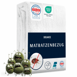 Dreamzie Matratzenbezug 180x200x20 cm gegen Milben und Bettwanzen - Milbenbezug Matratzen Komplett mit Reißverschluss - Matratzenschoner 180x200cm für Allergiker - Wasserdicht, Bi-Ome und Öko-Tex 180 x 200 x 20 cm