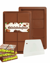 Schokoladenform Silikon Tief 2 Stück, Dubai Schokoladen Form Mit 1 Schaber, Silikonform Schokoladentafel Tief Schokolade Form für Schokolade Praline Süßigkeiten Stil2