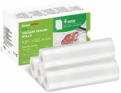 Bonsenkitchen Vakuumrollen 4 Rollen 20cmx5m Vakuumierfolie - Profi Vakuumbeutel für Vakuumierer & Lebensmittel Vakuumiergerät, Kochfest und Sous Vide Gefrierbeutel, BPA-frei, VB40 4 Rollen 20x500cm