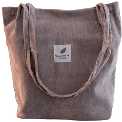 Funtlend Groß Umhängetasche Cord TascheDamen Kord Handtasche Shopper Damen für Uni Arbeit Mädchen Schule A-grau