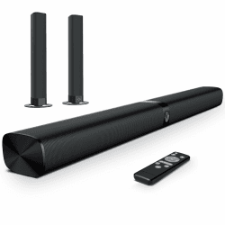 GarageRock Soundbar für TV Geräte, 90W Soundbar TV Lautsprecher, Teilbare 2-in-1 Soundbar für Fernseher, 5.0 Bluetooth Soundbar mit 3 EQ-Modi,3D Surround Sound, ARC/Optisch/Aux/Wandmontage, Schwarz