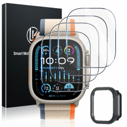 LK 4 Stück Schutzfolie für Apple Watch Ultra 2/Ultra 49mm Panzer Schutz Glas, 9H Displayschutz Folie für iWatch Ultra 2/Ultra, Blasenfrei, 10x Militär Stoßfest Kratzfest, Ultra Dünn, Hochauflösend Transparent (4 pack)apple watch ultra 2/Ultra 49mm