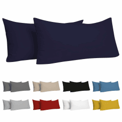 Dreamzie Kissenbezug 40x70 (Set mit 2) - 100% Jersey Baumwolle 150 g/qm Kissenbezüge -Dunkelblau - Für Kissen 40x70 cm - Kissenhülle - Kissenbezug - Resistent und Hypoallergen 40 x 70 cm Dunkelblau