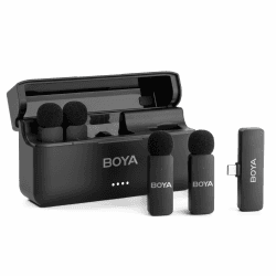 Boya BY-V4U Kabelloses Lavalier-Mikrofon für iPhone 15 Android Typ C Telefon Smartphone Clip-On Wireless Lapel Mic für Videoaufnahmen Podcast Interview Streaming Vlog YouTube