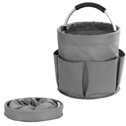 BTBHIHO Waschmittel-Aufbewahrungstasche, Aufbewahrungskorb, faltbare Aufbewahrungs-Werkzeugkorbtasche mit Griffen und 6 Seitentaschen für Zuhause, Einkaufen, Picknick, Strandaufbewahrung (Dunkelgrau) As Shown Dunkelgrau