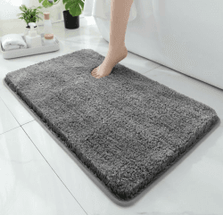 COLFEZY Badeenteppich für Badezimmer, rutschfeste Badezimmermatte 60 x 90cm Wasser saugfähig Weiche Mikrofaser Zottelig Teppichmaschine Waschbare Badematte Dicke Plüsch Duschmatte 60x90cm