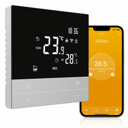 AVATTO Thermostat für Wasser Fußbodenheizung Smart WiFi Thermostat Programmierbar Raumthermostat Unterstützen Alexa, Google Home Sprachsteuerung und Smart Life App Fernbedienung (2.4GHz-WiFi) Für Wasser Fußbodenheizung Silber
