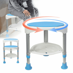 LZQ Duschhocker Duschstuhl Badhocker 360° Drehbar Badsitz und 45-57cm Höhenverstellbar Anti-Rutsch Duschhilfe für Senioren Schwangere Typ-7