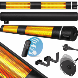 Monzana® Infrarot Heizstrahler Goldröhre 3000W App Steuerung 3 Stufen Fernbedienung Outdoor Wärmestrahler Terrassenheizer Terrassenstrahler Schwarz Schwarz 3000W