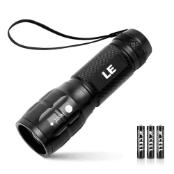 LE LED Taschenlampe Klein, LE1000 Extrem Hell Zoombare Mini Taschenlampen Batteriebetrieben für Kinder, Tragbare Flashlight, Wasserdichte Torch, Handlampe für Camping, Outdoor, Wandern, Notfälle Schwarz 1