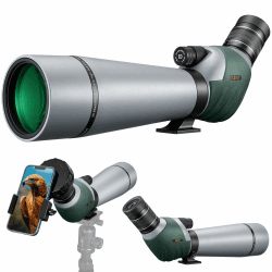 Gosky ED Spektiv mit Doppelter Fokussierung 20-60x 80mm mit Smartphone-Adapter, Spektive mit Extra Geringer Streuung, Perfekt für die Vogelbeobachtung Zielschießen Jagd Wildlandschaft Grau 20-60x80ED