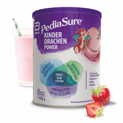 Pediasure Kinder Drachen Power Erdbeere 850g| leckerer Nahrungsergänzungsshake für Kinder ab 1 Jahr|mit 27 Vitaminen & Mineralien, Protein und triplesure Komplex|Verpackung kann variieren