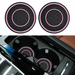 deemars 2PCS Sie Will Untersetzer, Untersetzer Für Die Untersetzer, Die Abdrücke der Tassen, EIN Platz aus PVC im Vorbeifahrglas, Zubehör Für Die Meisten Automobile (Rosa)