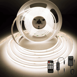 BERIXDEEP COB LED Streifen 5M Neutralweiß, LED Strip Dimmbar 24V mit Netzteil und Fernbedienung, 4000K, CRI 92+, 8mm, LED Band für Schlafzimmer, Wohnzimmer, Unterbau, TV, Küche, DIY 4000k 5M