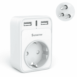 Reiseadapter Indien Adapter Deutschland Stecker Reisestecker Reiseadapter mit 2 USB 1USB C (3A) Steckdosenadapter Typ D für Sri Lanka, Indien, Nepal Indien Wand Ladegerät Ladestation EU to Indien
