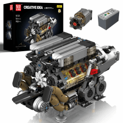 Mould King 10131 Technik W16 Achtzylinder-Motor großes Set für Erwachsene, V8-Motor Modell Bausatz, Ausstellungsstück für Sammler (952Teile) Technologie Klemmbausteine Bausatz