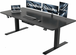 Devoko Höhenverstellbarer Schreibtisch 180 x 80 cm mit Kabelwanne, Elektrisch Höhenverstellbarer Stabiler Stehpult, Computertisch 2-Funktions-Memory, Ergonomischer Steh-Sitz Tisch (Schwarz) 180 x 80 cm Schwarz
