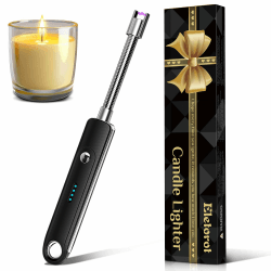 Eletorot Stabfeuerzeug Lichtbogen Feuerzeug Elektrisch - Valentinstag Jahrestag Geschenk für Sie Frauen, Lang Elektrisches Feuerzeug USB Aufladbar Winddichte für Yankee Kerzen, Herd, Kamin Schwarz