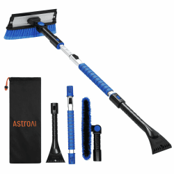 AstroAI Eiskratzer Auto mit Besen 119CM Lang Ausziehbarer Schneebesen Abnehmbarer Eisschaber mit Rakel & Ergonomischem Schaumstoffgriff & 180 ° Drehbarer Bürstenkopf lackschonend für PKW LKW SUV Blau Blau1