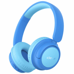 iClever Bluetooth kopfhörer Kinder, 60 Std Akku, 74/85 dBA Lautstärkebegrenzung, Stereo-Sound, Typ-C, Bluetooth5.4, Kabellos Kinderkopfhörer Over Ear mit Mikrofon für Tablet/Reisen Blau