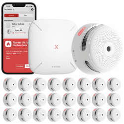 X-Sense Smart Rauchmelder XS01-M mit SBS50 Basisstation, Zertifiziert nach EN 14604, Funkrauchmelder mit WLAN, vernetzbarer Feuermelder, kompatibel mit der X-Sense Home Security App, FS241, 24 Stück FS241 Kit mit SBS50 Basisstation Weiß