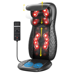 RENPHO Massagesitzauflage, Geschenke für Männer Weihnachten, Shiatsu Massageauflage Rückenmassagegerät mit DREI Massagezonen Wärmefunktion und Vibrationsmassage, Tiefenmassage Rollmassage für Nacken 066 Schwarz