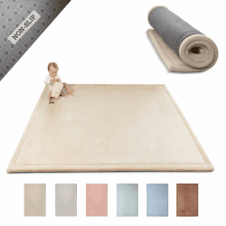 Wolkenweiche Spielmatte Baby 200x150x2,5cm, beige – Kinderzimmer Teppich mit hochwertigem Memory-Schaum – Krabbelmatte Baby mit rutschfester Unterseite – Krabbeldecke Baby, Kinderteppich, Tatami Matte Beige 150 x 200 cm