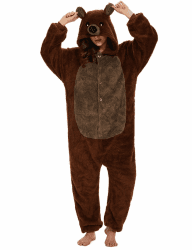 Panda Jumpsuit Damen Tier Oversized Kuschelig Schlafanzug Herren Lang mit Kapuze Reißverschluss Unisex Tier Tierkostüme Nachtwäsche Winter XXL Stil 2