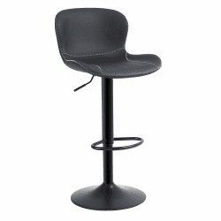 Youhauchair Barhocker, Barhocker Höhenverstellbar aus PU-Leder, wasserdicht und verschleißfest, Hocker mit Rückenlehne und Fußstütze, Drehbarer bar Stool, modern, schwarz Schwarz 1er-Set