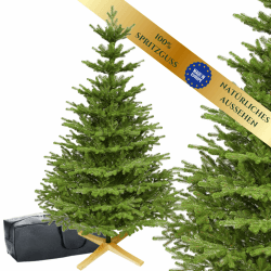 Premium Künstlicher Weihnachtsbaum 210 cm Nordmanntanne [100% Spritzguss] Tannenbaum Künstlich inkl. FSC zertifiziertem Holzständer und Tasche I Christmas Tree Made in EU Grün (100% Spritzguss) 210 cm
