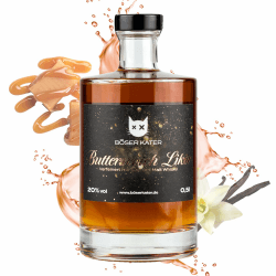 Böser Kater Butterscotch Likör mit Whisky, das perfekte Geschenk für jeden Anlass, einzigartig milder Geschmack, Noten von Karamell & Vanille, Caramel Liqueur, 0,5l - 20% Vol. Butterscotch Likör 0,5l Flasche