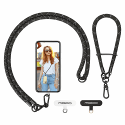 MoKo Handykette Universal, Verstellbar Schlüsselband mit Handschlaufe, Handyband Handy Lanyard zum Umhängen, Umhänge-Handyband × 1, Handschlaufe x 1, Lanyard-Patch × 2, Schwarz