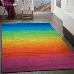 Teppich Kurzflorteppich, Wohnzimmerteppich aus Polyester in regenbogenfarben, graffiti absolut Modern fürs Wohnzimmer, Schlafzimmer, Kinderzimmer und Jugendzimmer Stripes multi bunt 120x170 cm Stripes Multi 120 x 170 cm