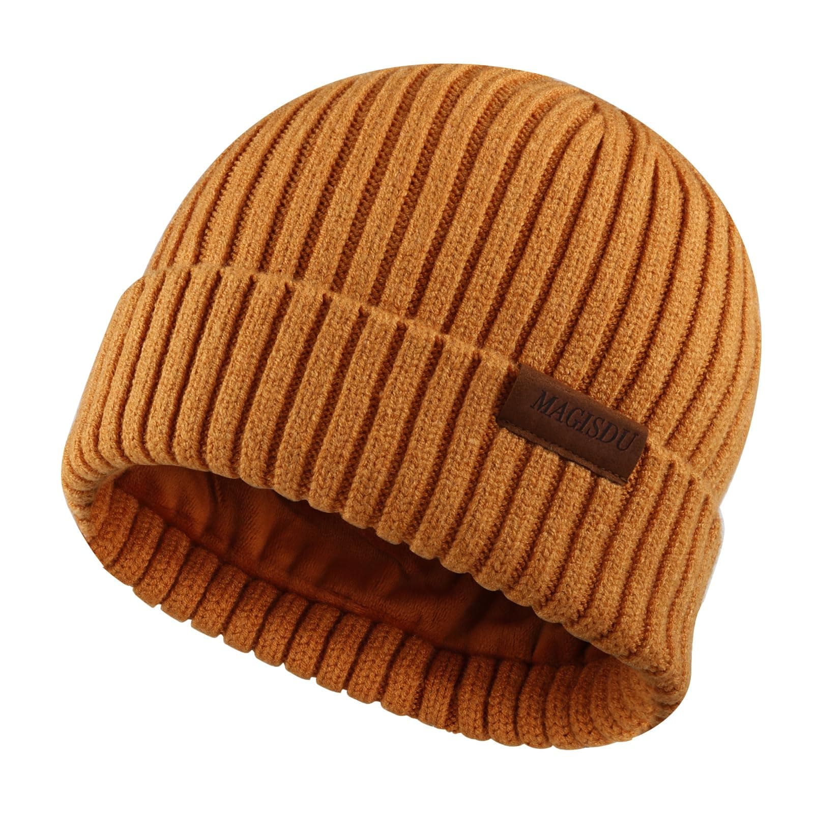 MAGISDU Baby Wintermütze Kinder Merino Mütze Jungen&Mädchen Wollmütze Strickmütze Winter Beanie Thermo Fleece Lined M ErdGelb