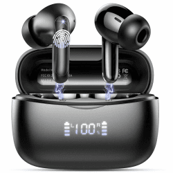Bluetooth Kopfhörer, Kopfhörer Kabellos Bluetooth 5.3 in Ear Kopfhörer mit 4 ENC Noise Cancelling Mic, 56H HiFi Stereo Tiefbass Spielzeit, IP7 Wasserdicht Ohrhörer LED Anzeige, Touch Control, USB-C Schwarz