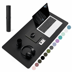 YSAGi Schreibtischunterlage, Mauspad mit Leder und Rutchfeste Wildleder, Multifunktionales Office Mousepad Laptop Schreibunterlage, Tisch-Schutz Unterlage für Büro/Home-Office (Schwarz, 80x40cm) Schwarz 80*40cm