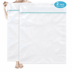 OTraki Wäschenetz XXL, Wäschesack Groß 90x110cm 2 Stücke Wäschebeutel Wiederverwendbare Wäschenetze mit Reißverschluss wäschenetz groß für gardinen Haustier Plüschtier Waschmaschine (Blau) Weiß + Blau (90 X 110 Cm)