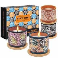 Duftkerze Set, Sojawachs Aromatherapie Kerzen Set, 4 Stück Duftkerzen Geschenkset Enthalten Vanille, Orange, Rose, Zitrone Kerze, Geschenke für Frauen Muttertag, Weihnachten, Valentinstag(4 x 3.52oz) Vanille, Rose, Zitrone, Orange