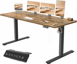 JUMMICO Höhenverstellbarer Schreibtisch Höhenverstellbar Elektrisch, Ergonomischer Steh-Sitz Tisch Stehpult Verstellbarer Computertisch,Stehschreibtisch Bürotisch Standing Desk,180 x 80 cm, Braun Braun 80 x 180 cm