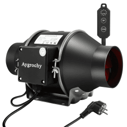 Aygrochy 100mm PWM Regelbar Rohrventilator, EC motor Abluftventilator für Badezimmer, Kühlung, Booster, Wachstumszelte, Hydrokulturen, Heimgebrauch, Belüftung und Abluftgebläse. 100mm réglable PWM