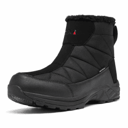 TLOLA Winterschuhe Herren Wasserdicht Warm Gefüttert Schneestiefel Rutschfest Winterstiefel Herren Wanderschuhe Trekkingschuhe Arbeiten Ski Angeln Outdoor Schuhe Herren 42 EU Schwarz