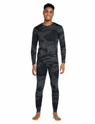 LAPASA Herren Innenfleece Thermounterwäsche Set, Thermounterhemd & Thermohosen Funktionsunterwäsche (Thermoflux M11 Warm/M57 Wärmer/M24 Extra warm) L Warm M11 Tarnung Dunkelgrau