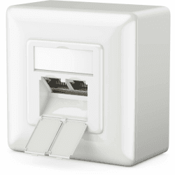 deleyCON 1x CAT 6a Universal Netzwerkdose - 2x RJ45 Port - Geschirmt - Aufputz oder Unterputz - 10 Gigabit Ethernet Netzwerk - EIA/TIA 568A&B - Weiß 1 Stück
