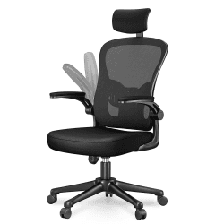 naspaluro Ergonomischer Bürostuhl mit Atmungsaktiver Netzbespannung, Schreibtischstuhl mit Verstellbarer Armlehnen,Kopfstütze,Lordosenstütze,Rückenlehne,Höhenverstellung, 360° Drehstuhl Dunkelschwarz Dunkelschwarz Mit Kopfstütze