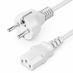 deleyCON 2m Kaltgerätekabel Netzkabel Stromkabel Kaltgeräte Strom Kabel Schutzkontakt Stecker Typ F (CEE 7/4) auf Kaltgerätekupplung C13 Buchse PC Computer Monitor Drucker Beamer - Weiß 2 M Weiß